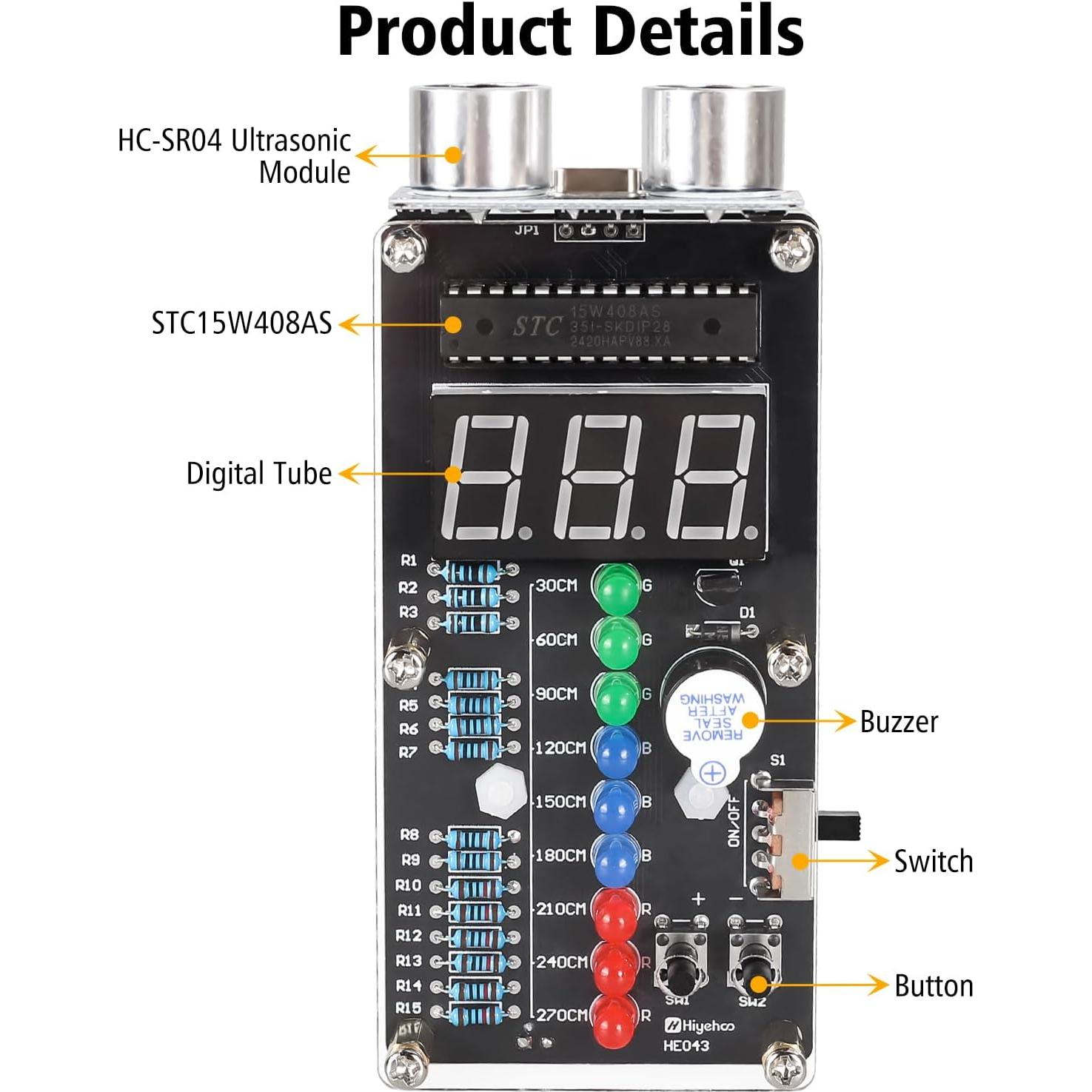 Kit de Alarma Ultrasonica DIY MiOYOOW Medidor de Distancia 270cm