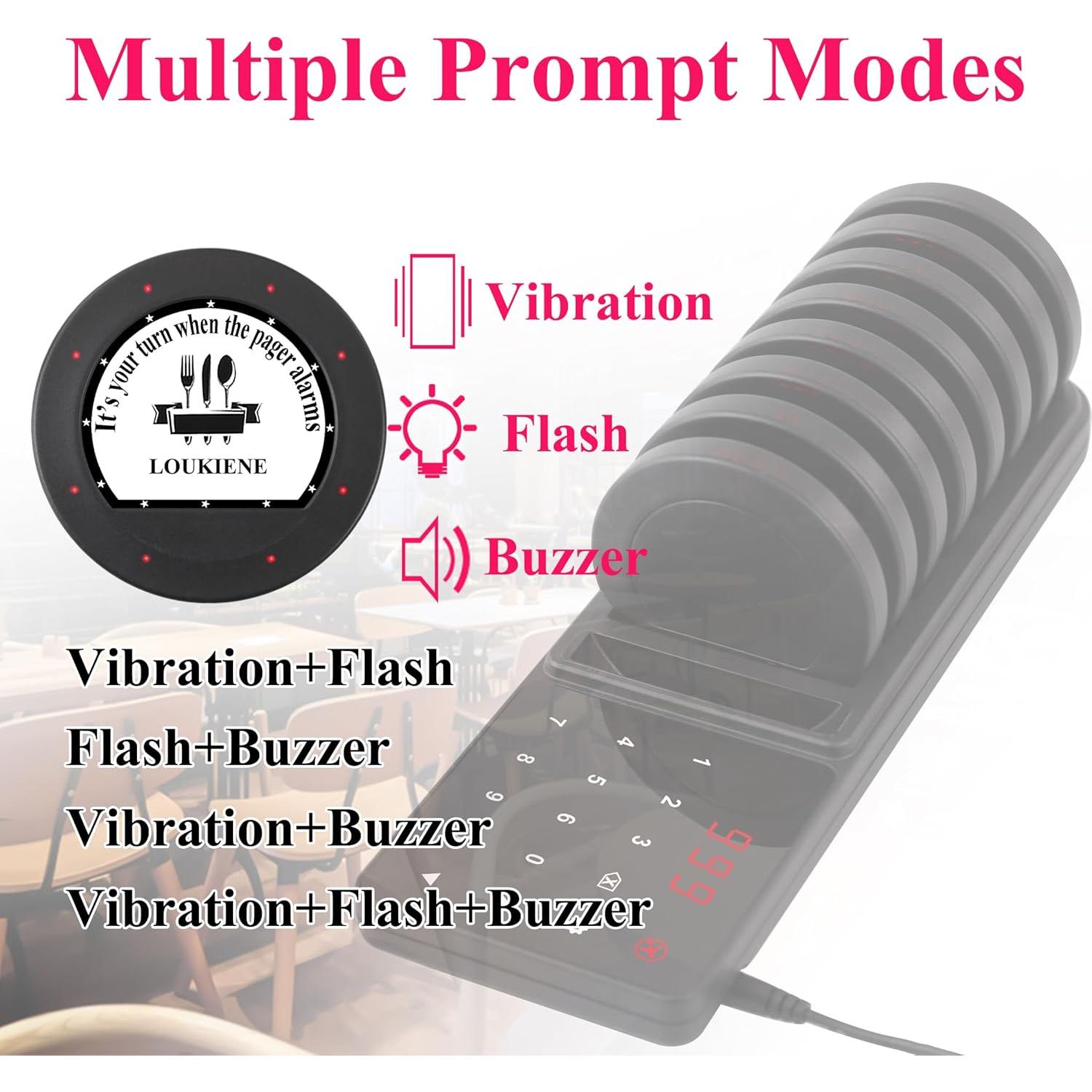 Sistema de Pagers Inalámbricos LOUIKENE 10 Pagers 300m