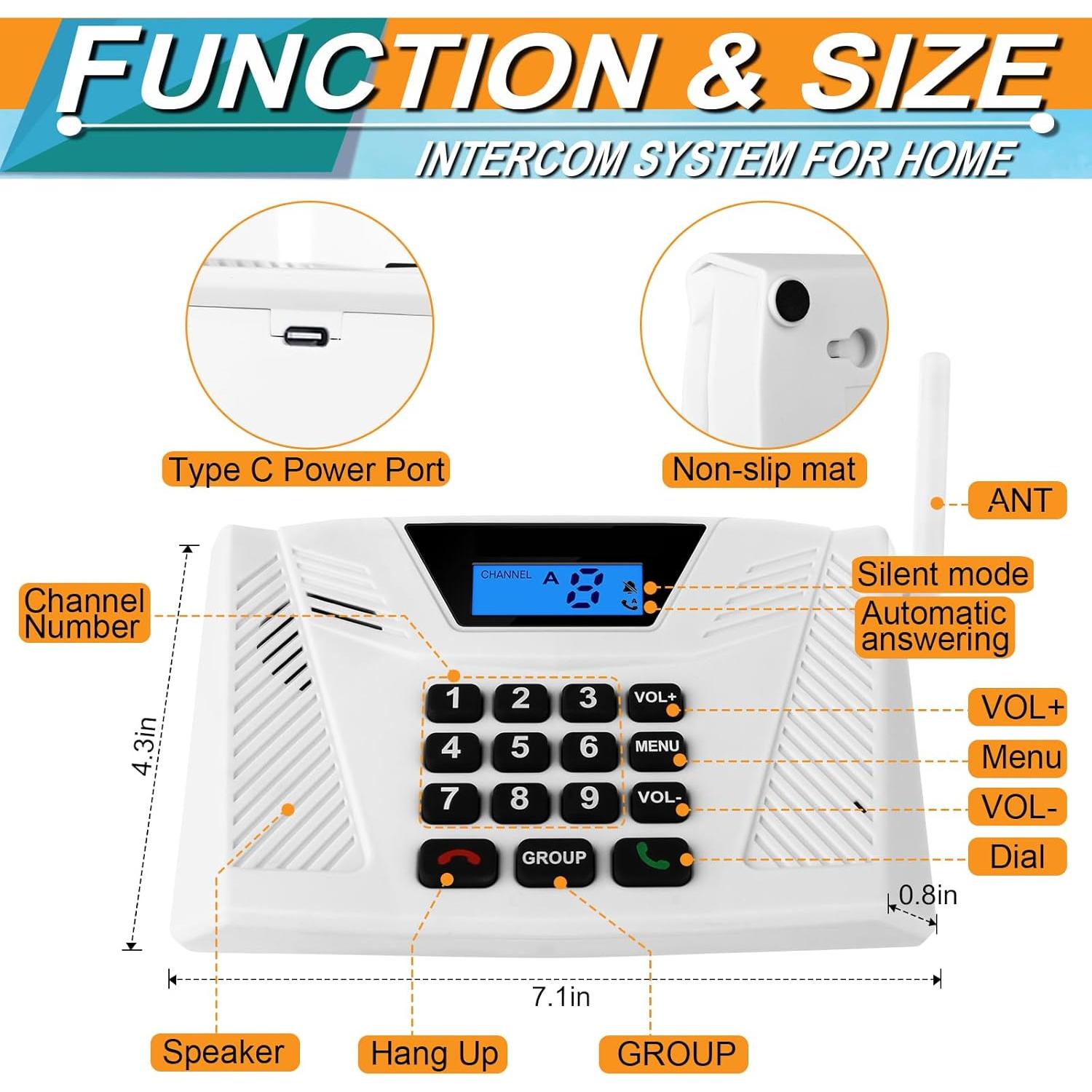 Intercomunicador Inalámbrico Manos Libres SANZUCO F60 - 4 Paquete