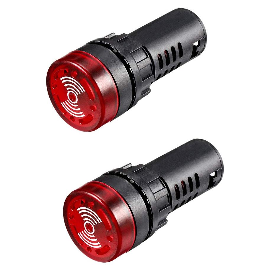 Luces Piloto LED Rojas con Buzzer uxcell 24V 22mm Panel