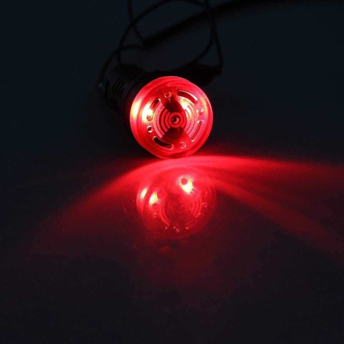 Luz Indicadora LED Roja con Buzzer uxcell 24V 22mm Panel