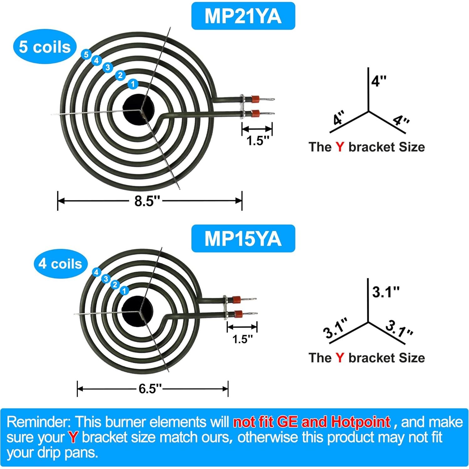 S-Union Elementos de Quemador Eléctrico MP22YA 6" y 8"