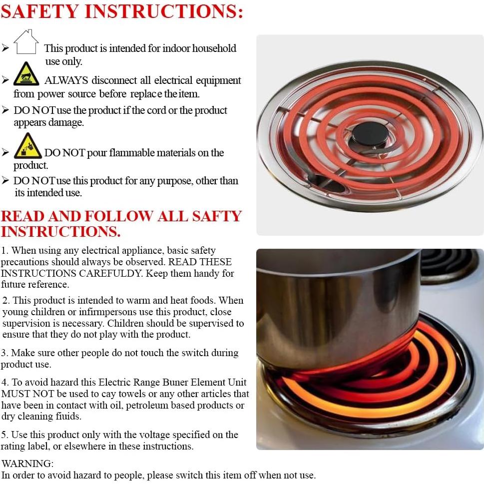 S-Union Elementos de Quemador Eléctrico MP22YA 6" y 8"