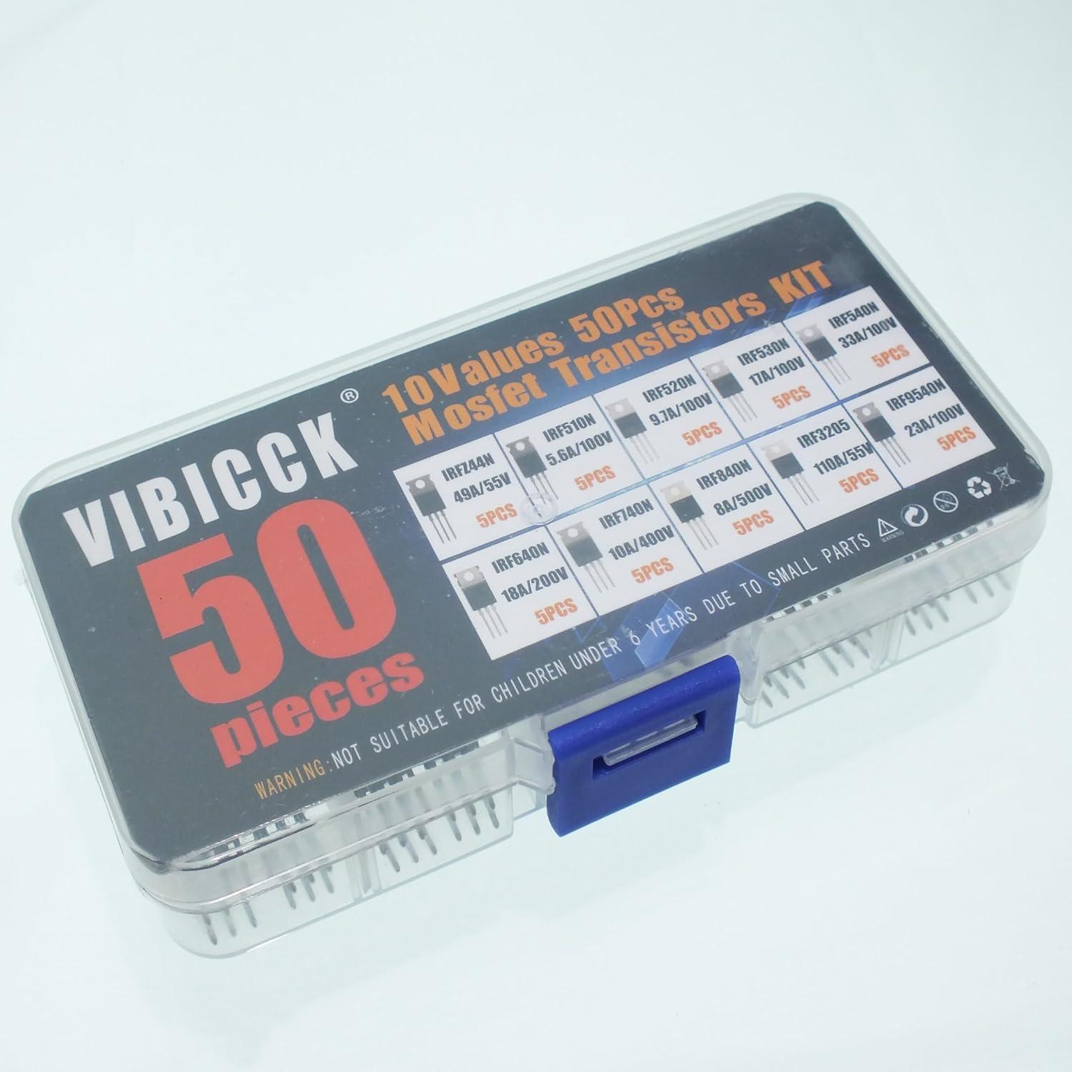 Kit 50 Transistores MOSFET VIBICCK IRFZ44N IRF510N y más