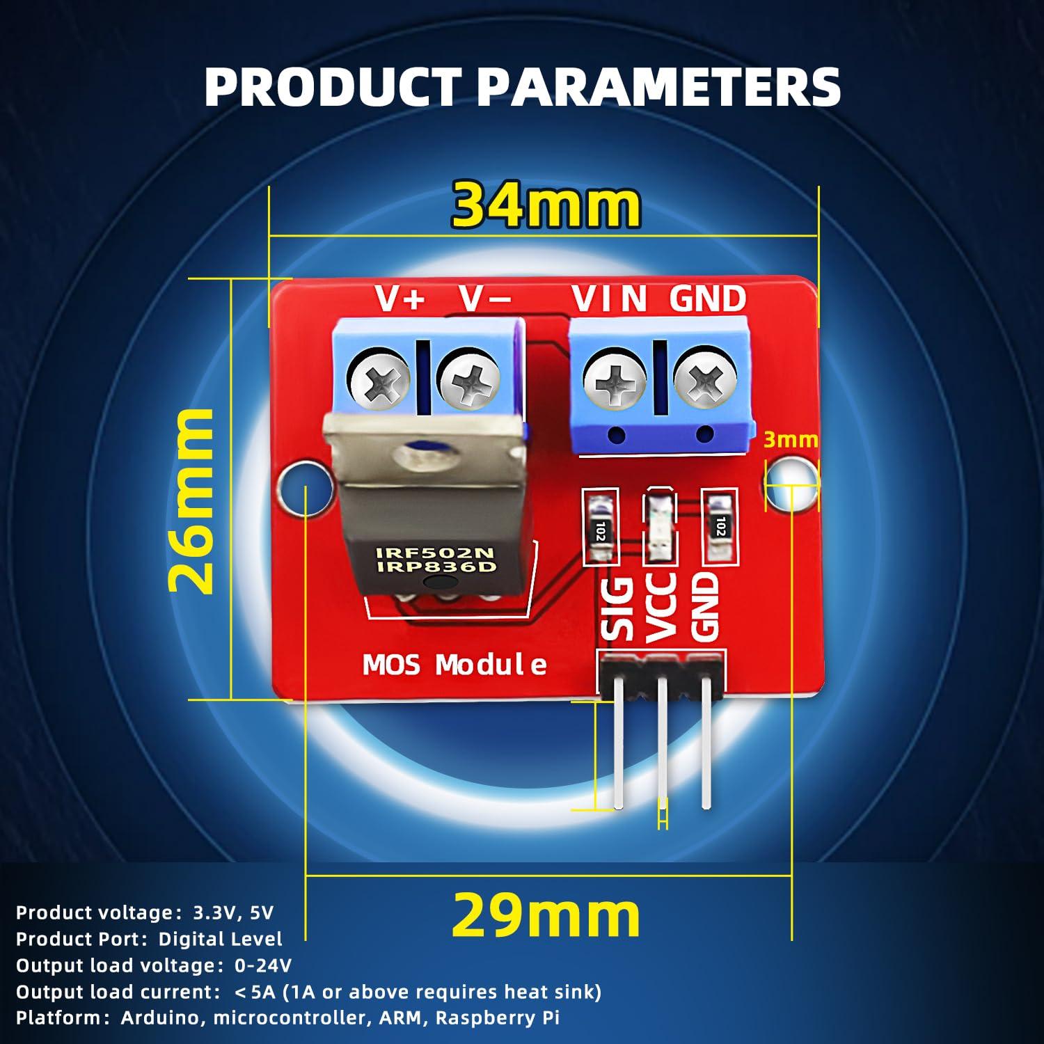 Módulo Controlador MOSFET IRF520 20 Piezas 33x24mm 5A