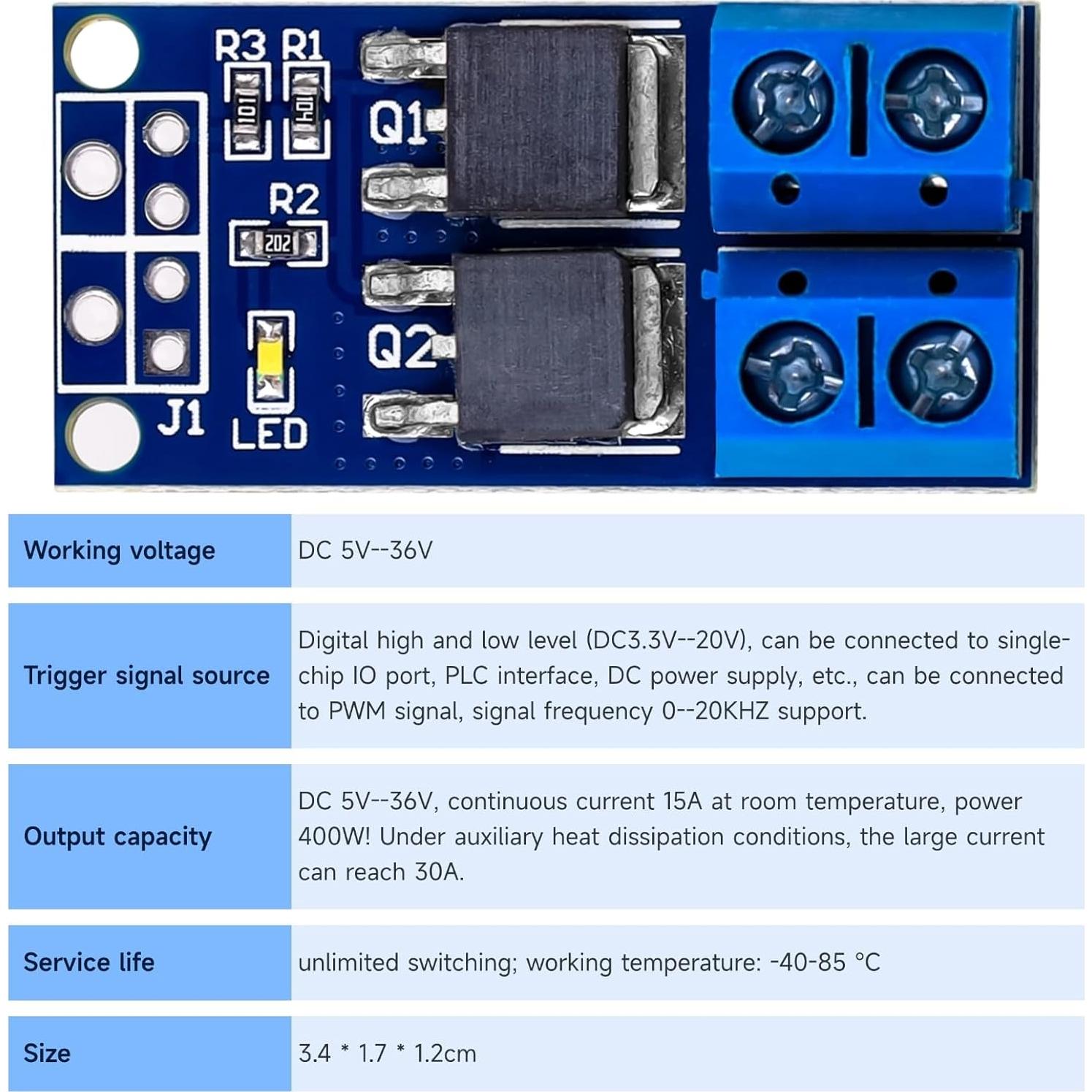 Módulo Controlador MOSFET Ransanx 5PCS 15A 400W PWM 5-36V