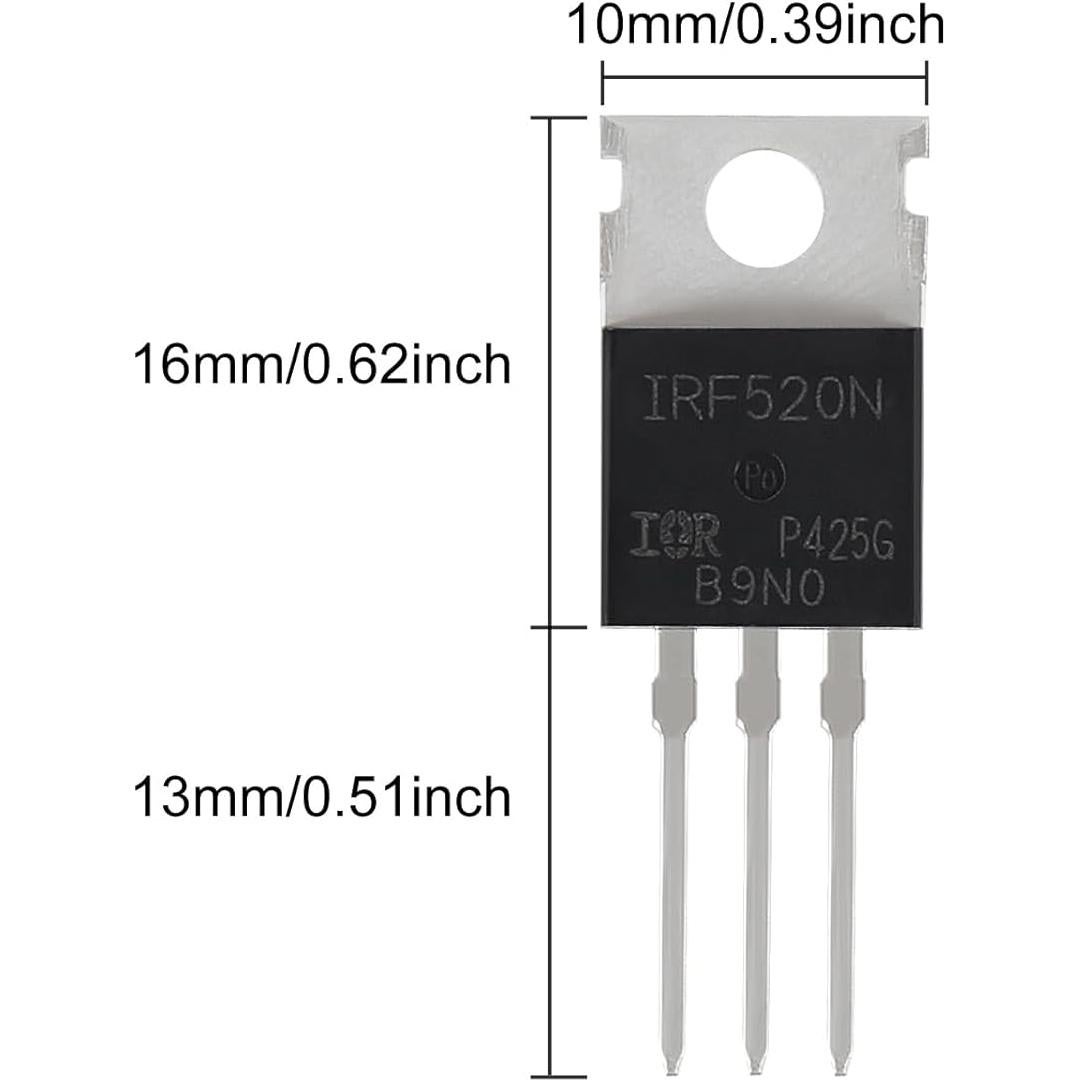 12 Transistores MOSFET IRF520N 9.7A 100V para Electrónica