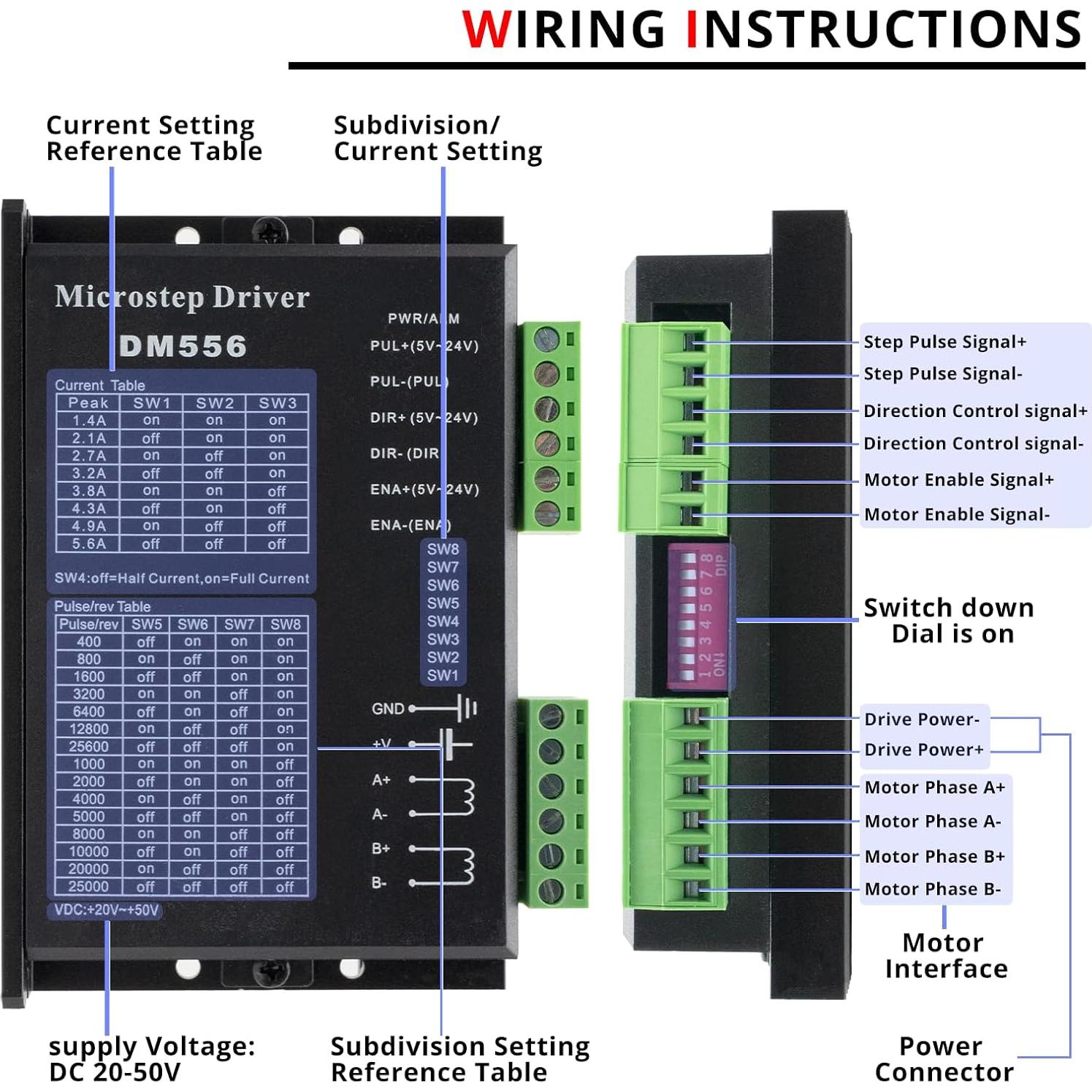 Controlador de Motor Paso a Paso Digital MAKERELE DM556 1.4-5.6A 20-50V CC