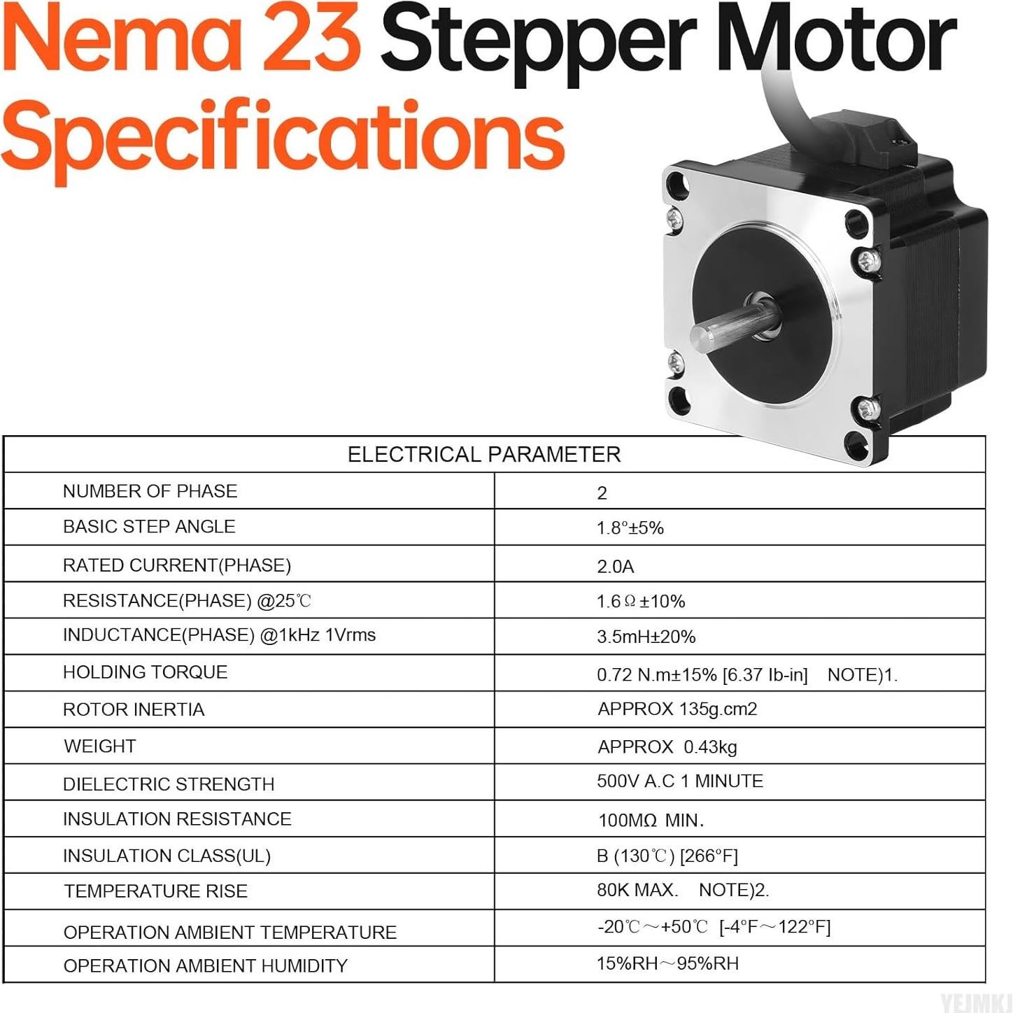 Motor Paso a Paso Nema 23 1.8° 0.72Nm 2 Fase 57x57mm para CNC