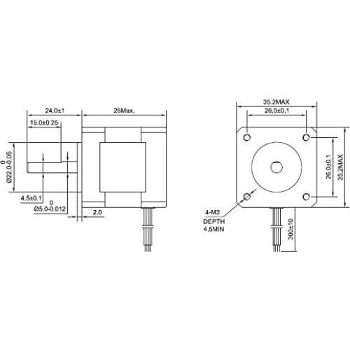 Motor Paso a Paso Nema 14 Bipolar 0.9° 0.4A 11Ncm 4 Cables