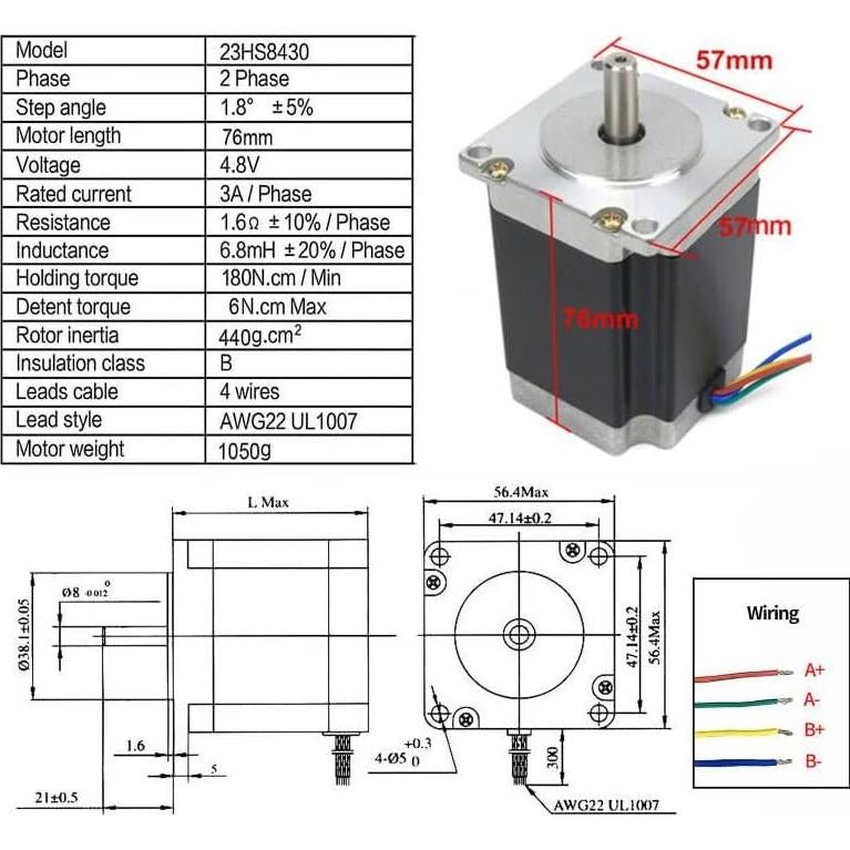 Kit CNC USB Mach3 4 Ejes Nema23 270oz-in 1.91Nm 350W