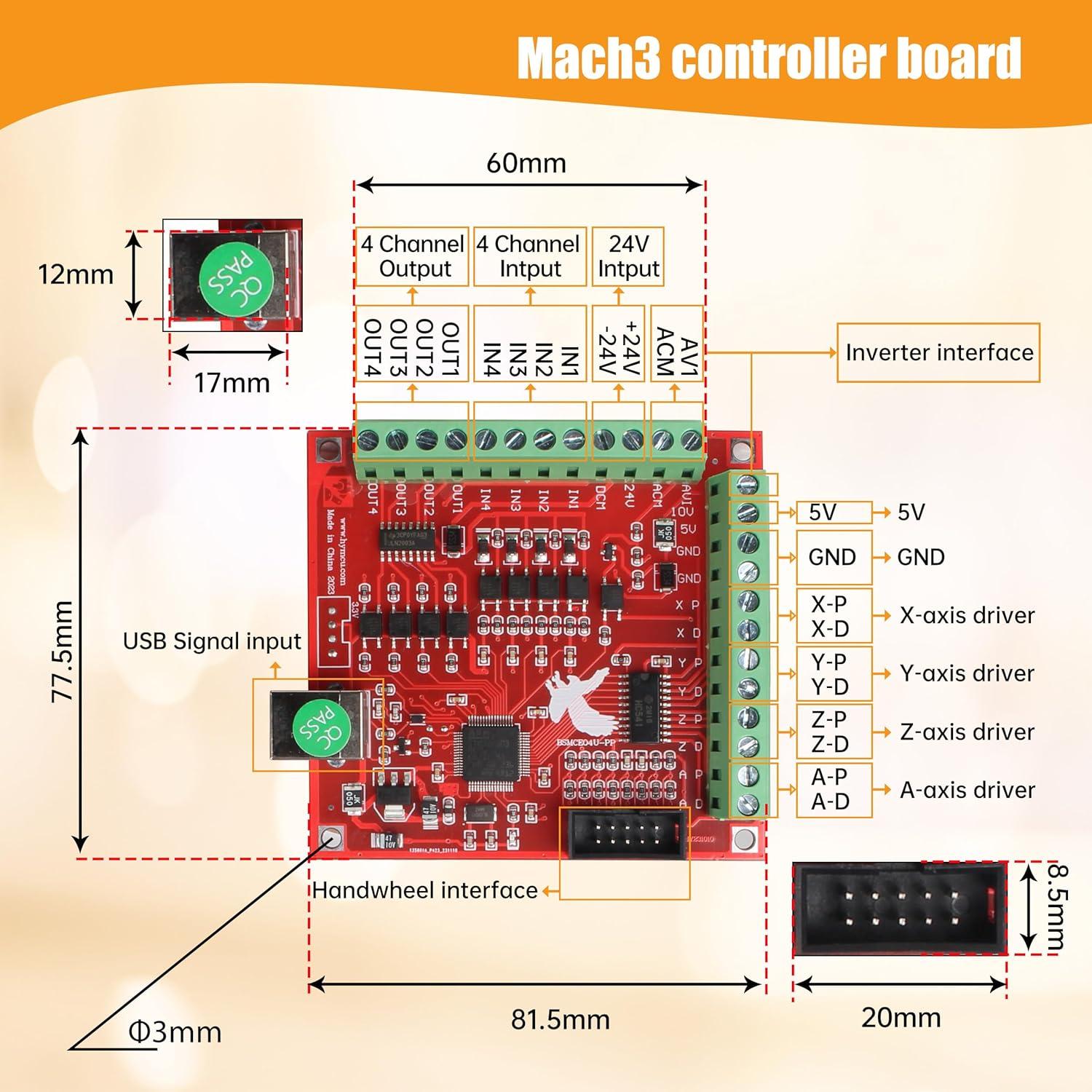 Kit CNC USB Mach3 4 Ejes Nema23 270oz-in 1.91Nm 350W