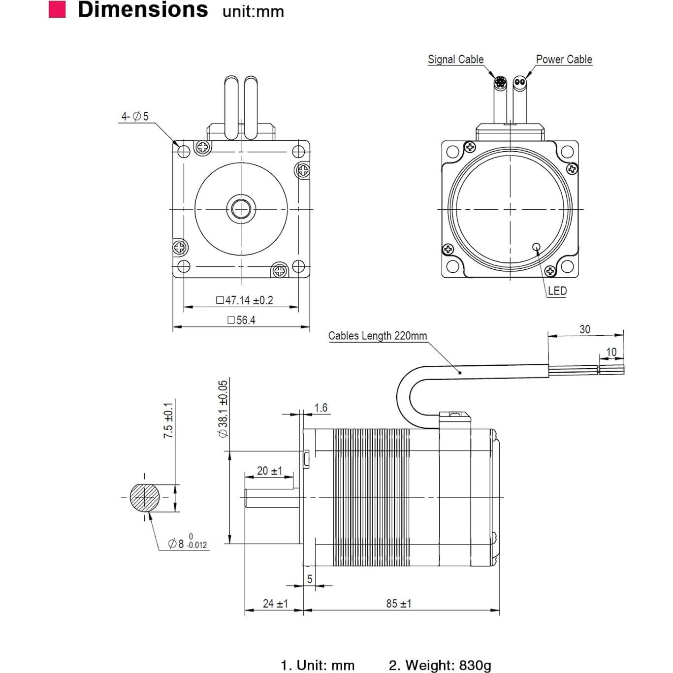 Motor paso a paso NEMA 23 UIROBOT con codificador absoluto 1.26Nm