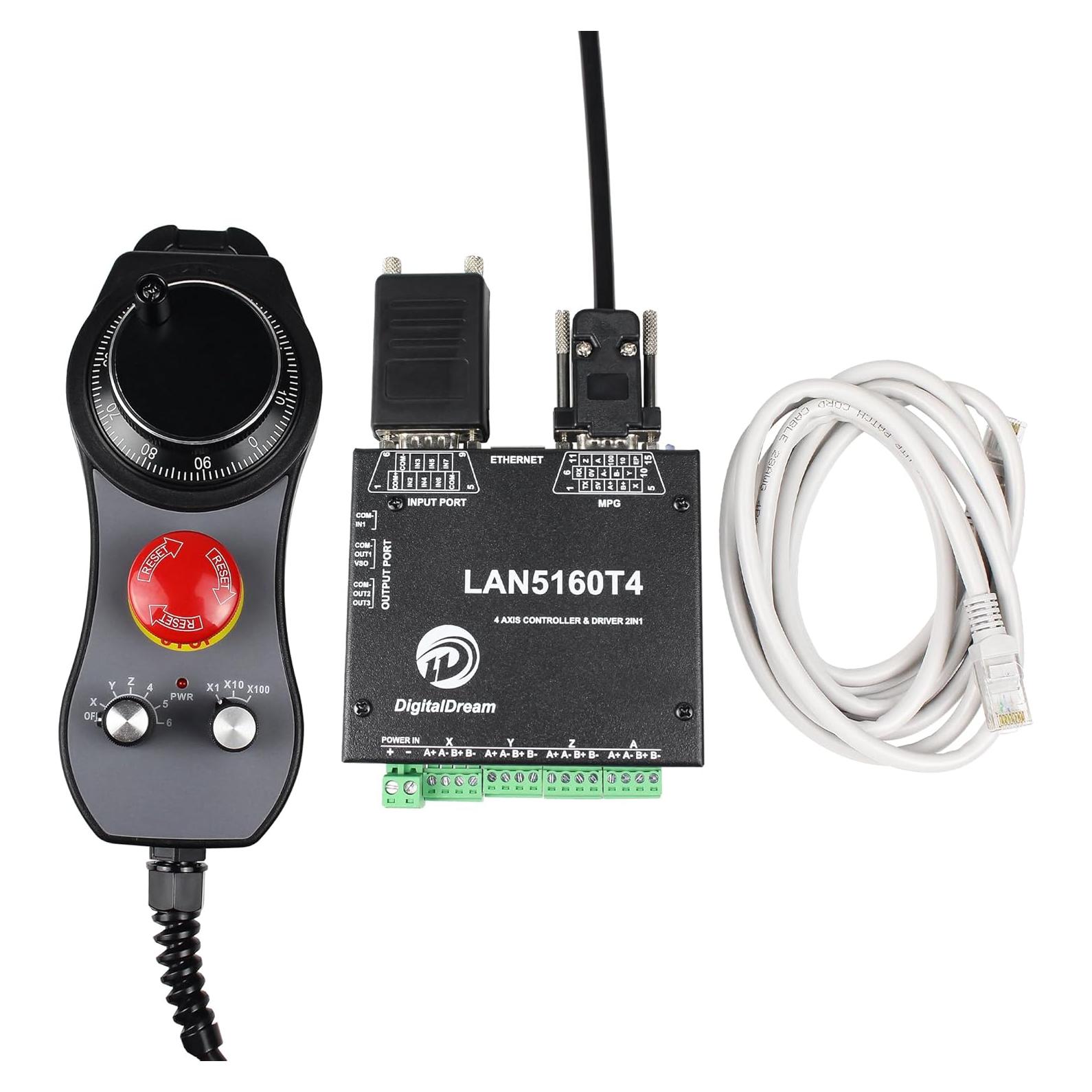 Controlador CNC Mach3 RATTMMOTOR LAN5160T4 4 Ejes con MPG