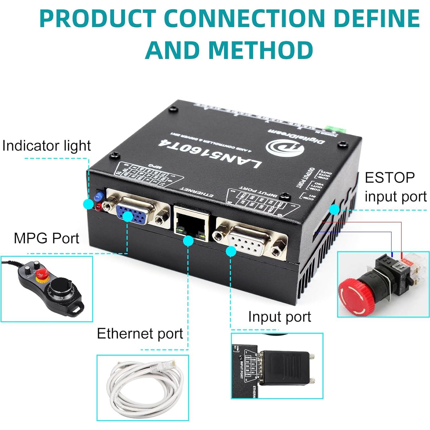 Controlador CNC Mach3 RATTMMOTOR LAN5160T4 4 Ejes con MPG