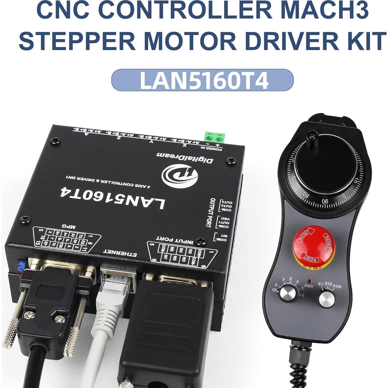 Controlador CNC Mach3 RATTMMOTOR LAN5160T4 4 Ejes con MPG