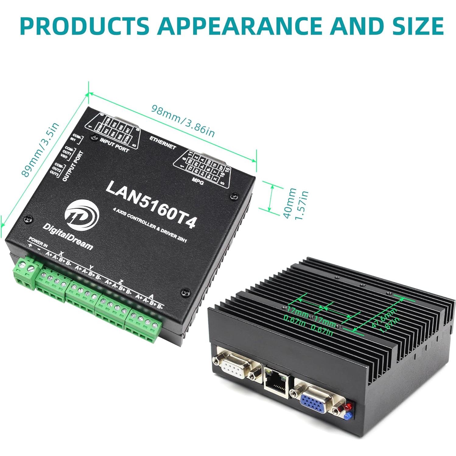 Controlador CNC Mach3 RATTMMOTOR LAN5160T4 4 Ejes con MPG