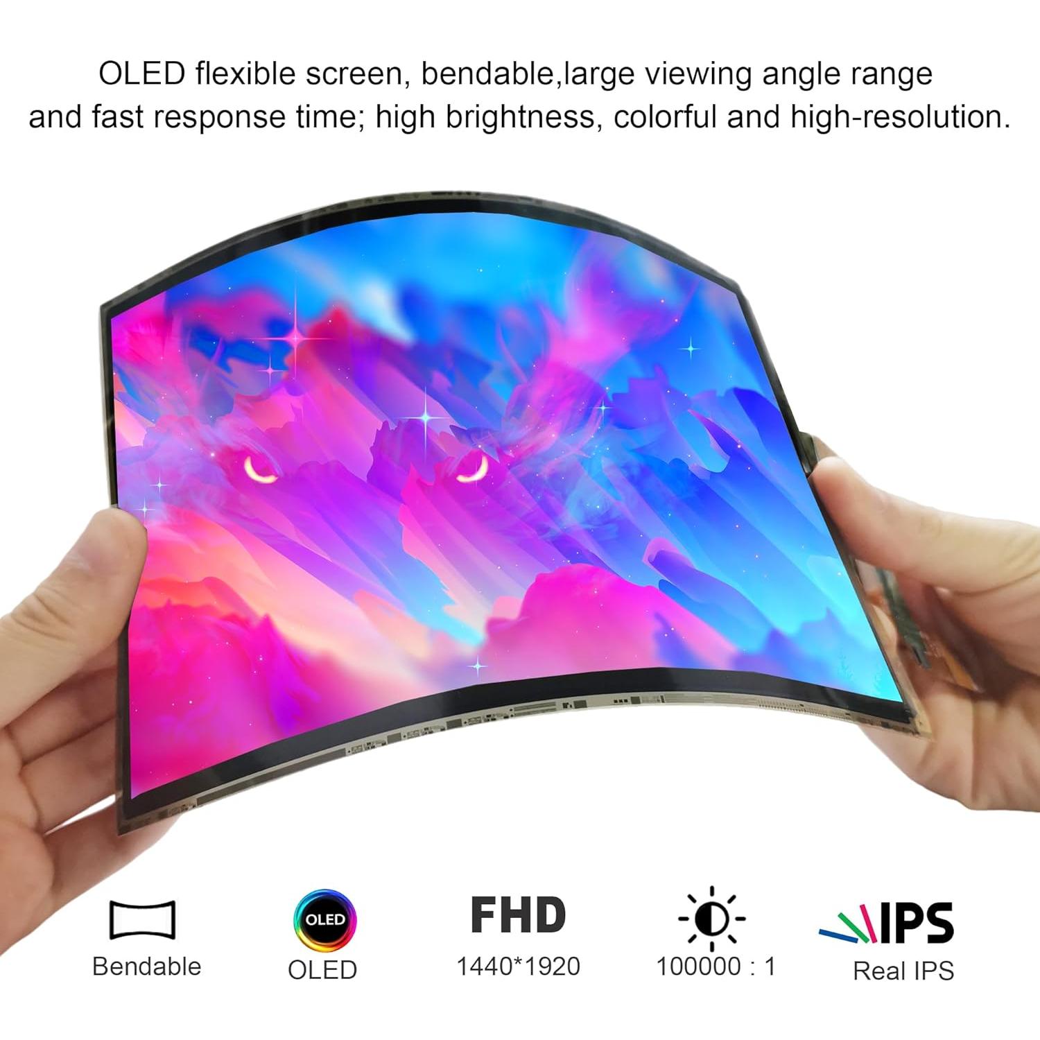 Pantalla Flexible Curvada 7.8" Wisecoco FHD AMOLED 1440x1920