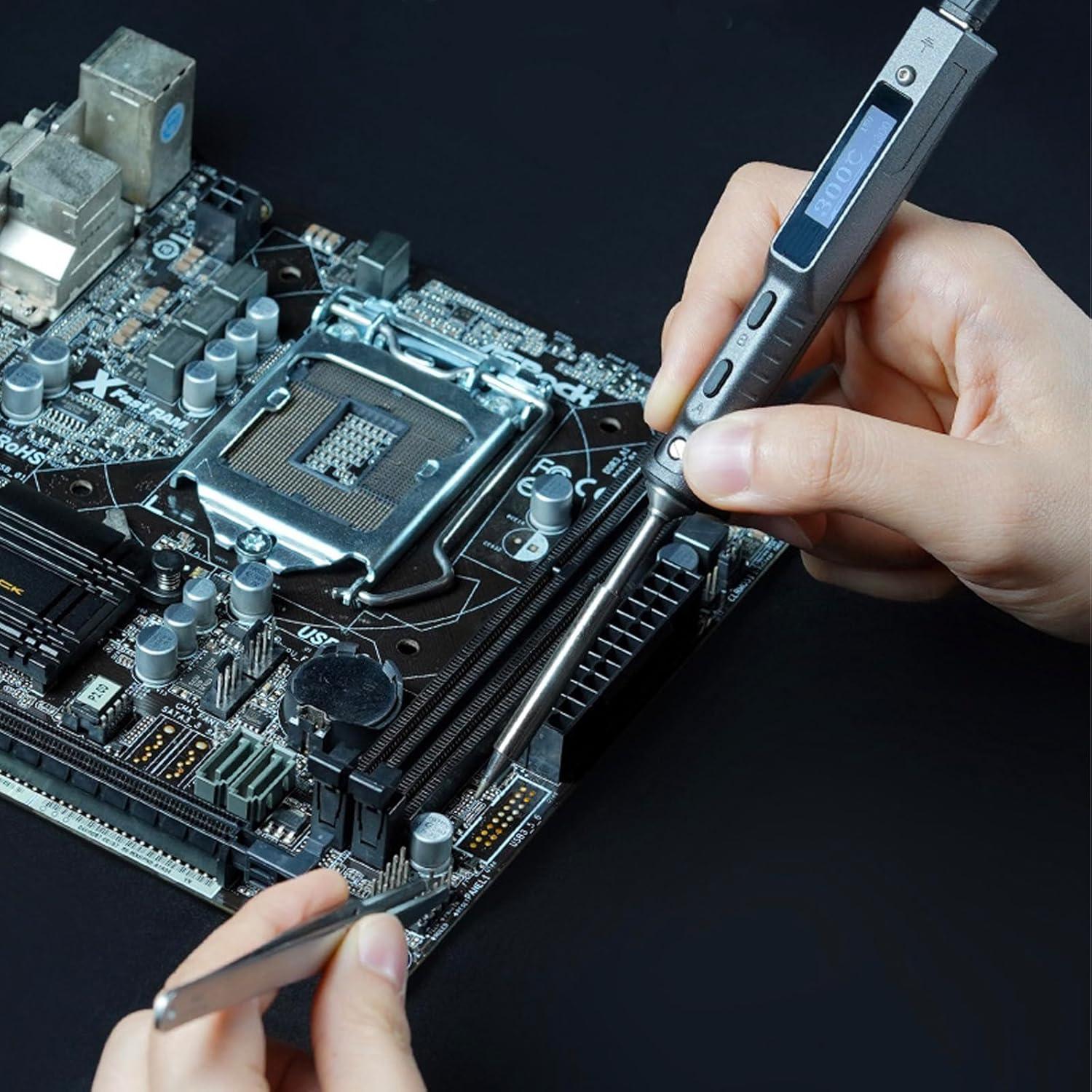 Soldador Eléctrico Portátil KMVOR TS101 USB-C 90W Temperatura 50-400°C