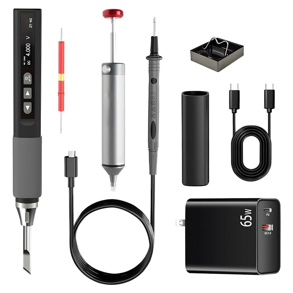 Kit de Soldador Inalámbrico BAUSATZ 65W Multímetro OLED 450°C