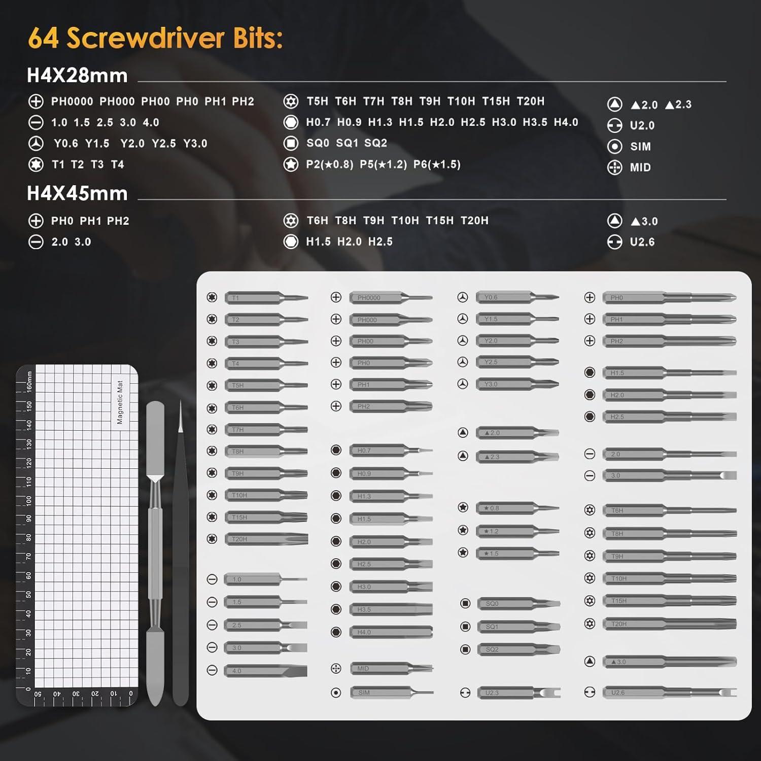 Destornillador eléctrico de precisión Tomorotec 68 en 1, 200 RPM