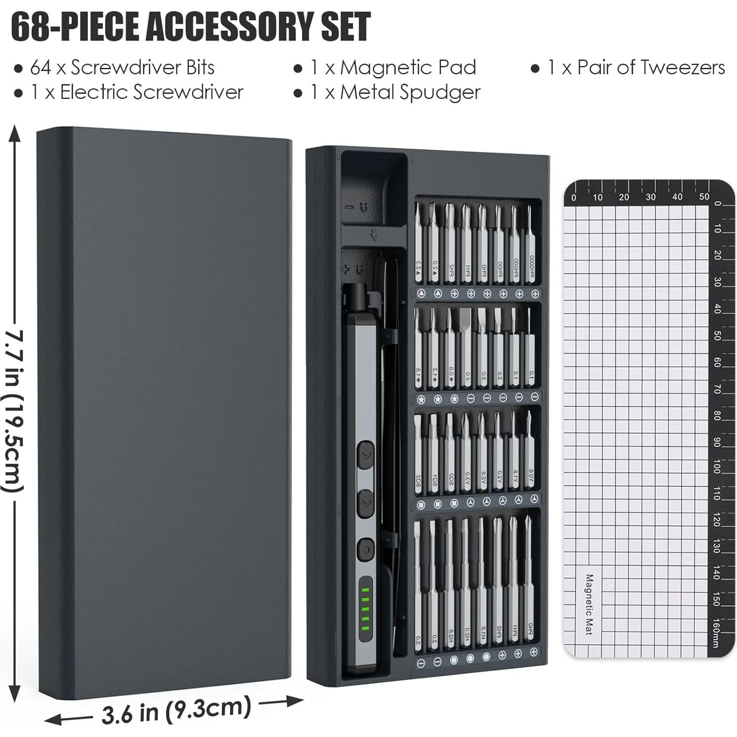 Destornillador eléctrico de precisión Tomorotec 68 en 1, 200 RPM