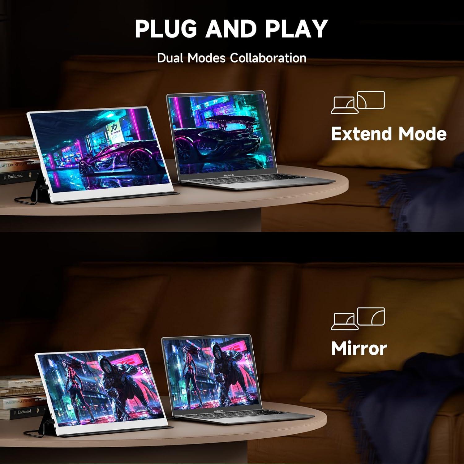 Monitor Portátil QAF 15.6" FHD 1080P USB-C HDMI Blanco