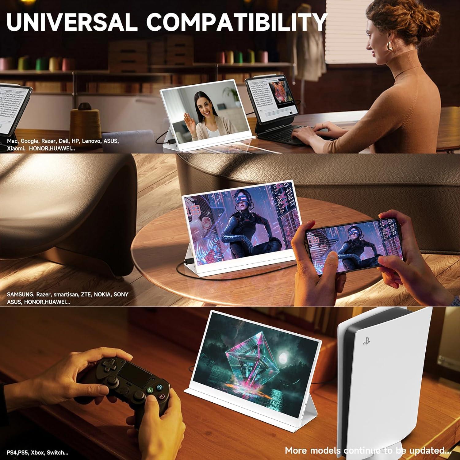 Monitor Portátil QAF 15.6" FHD 1080P USB-C HDMI Blanco