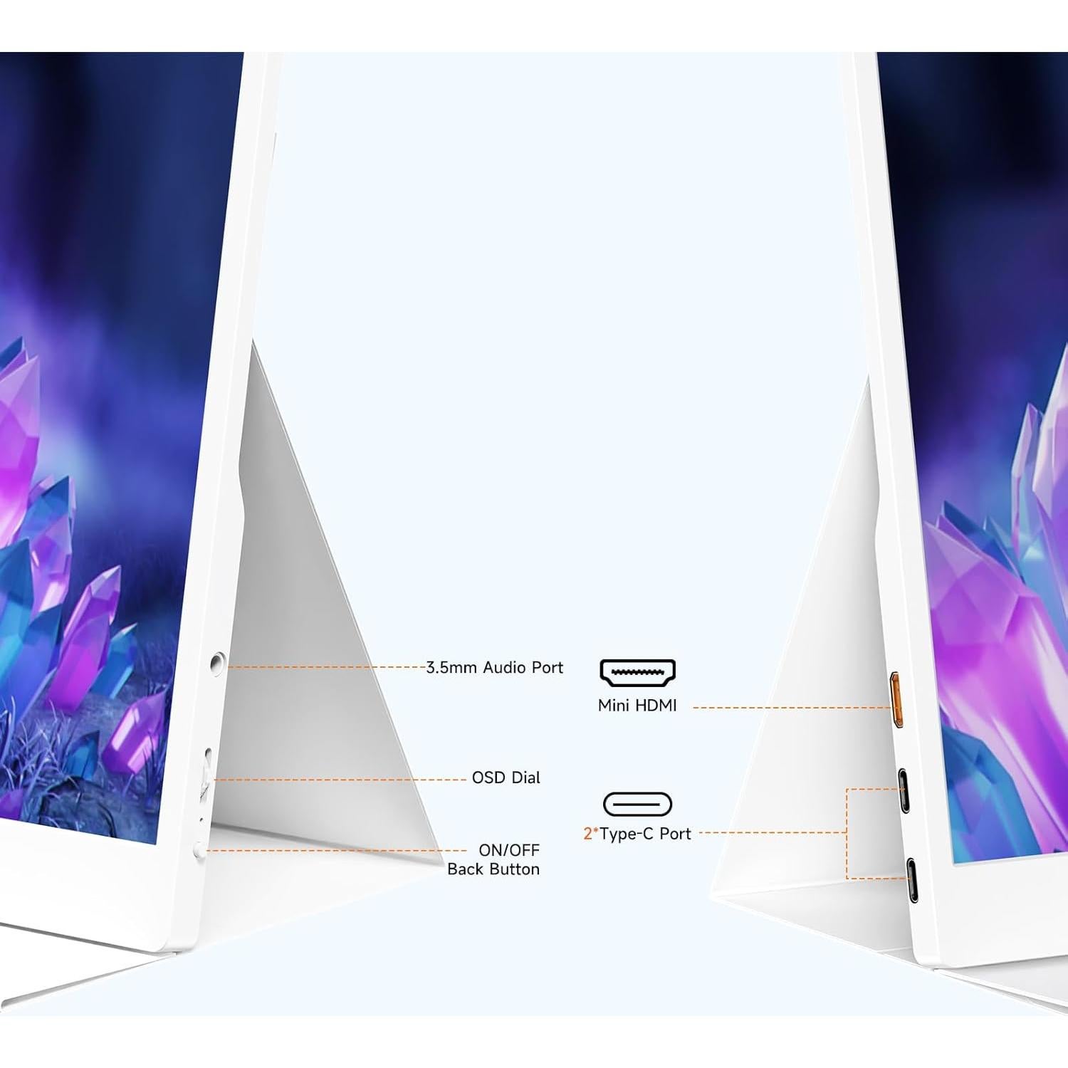 Monitor Portátil QAF 15.6" FHD 1080P USB-C HDMI Blanco