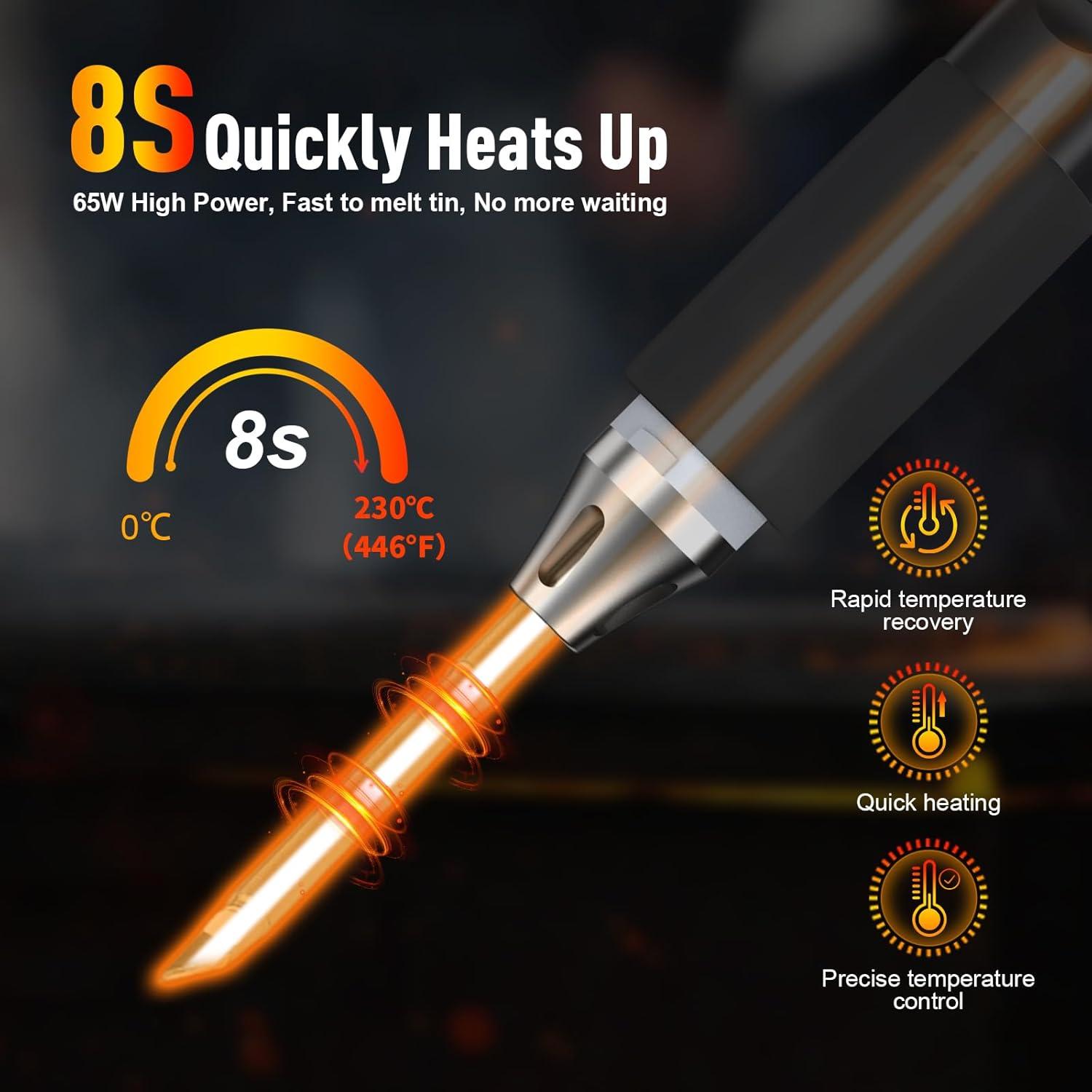 Kit de Soldador Digital FROGBRO 65W con Pantalla OLED y 3 Puntas