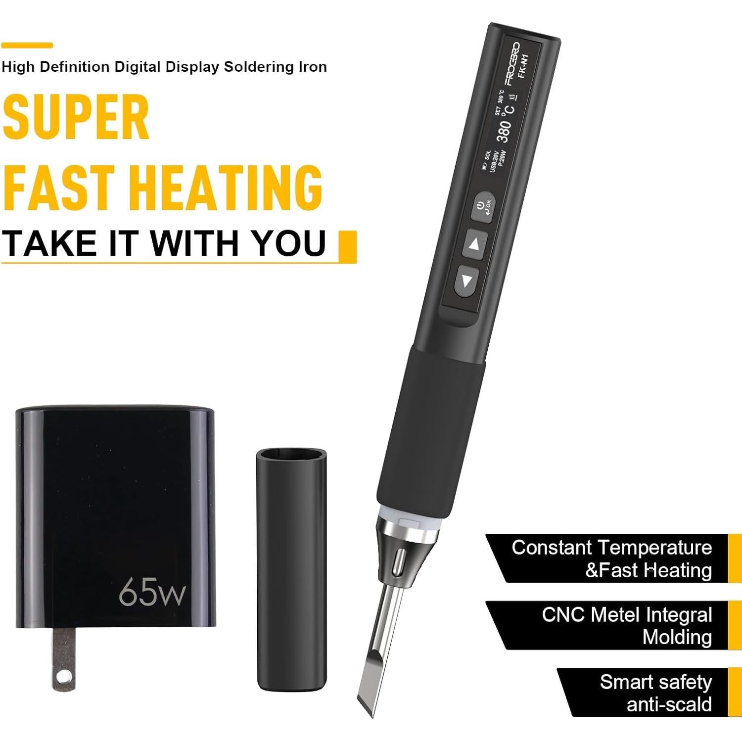 Kit de Soldador Digital FROGBRO 65W con Pantalla OLED y 3 Puntas