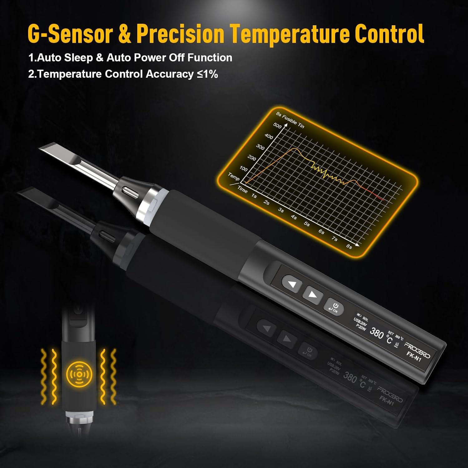 Kit de Soldador Digital FROGBRO 65W con Pantalla OLED y 3 Puntas