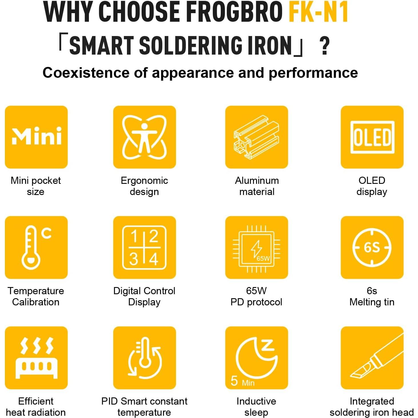 Kit de Soldador Digital FROGBRO 65W con Pantalla OLED y 3 Puntas