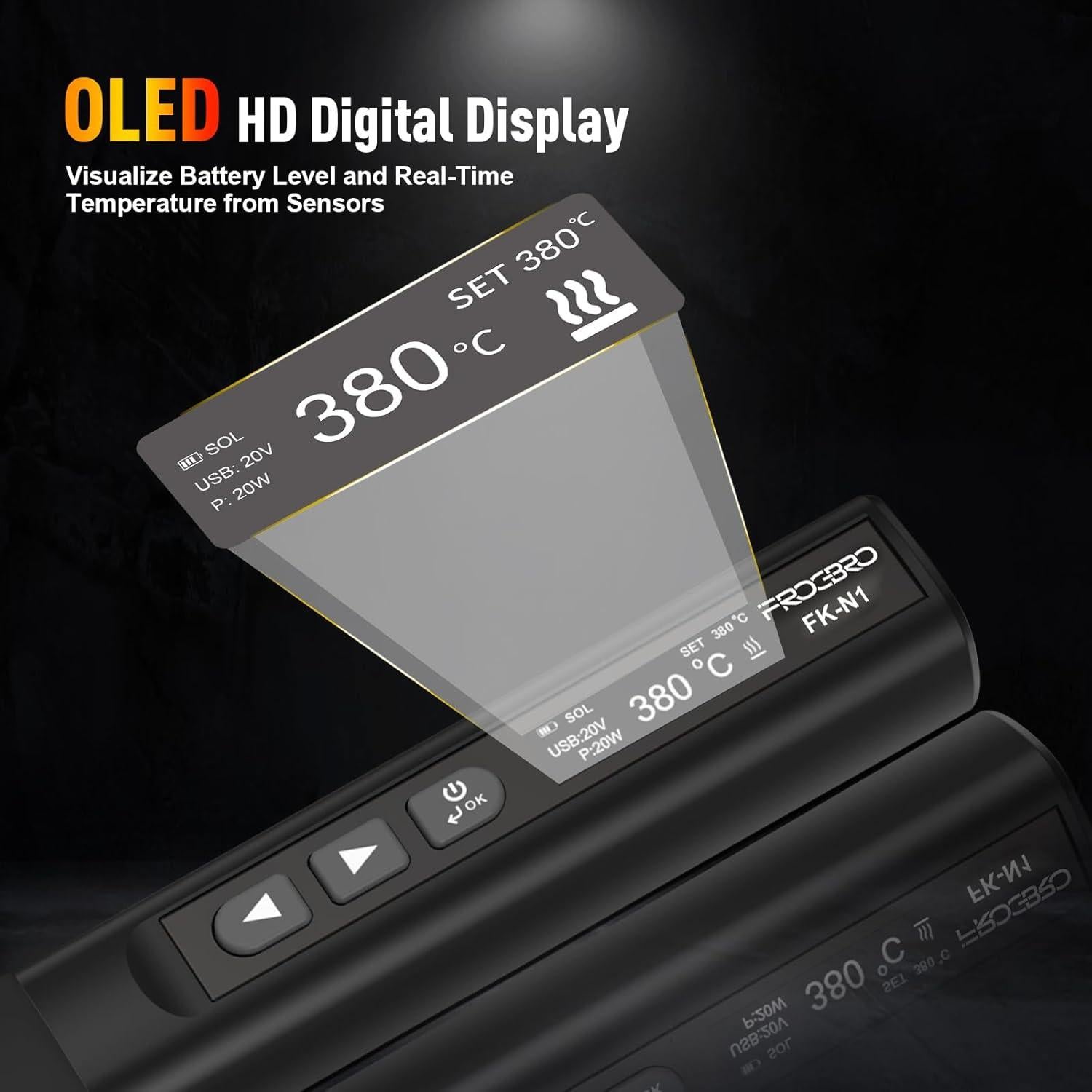 Kit de Soldador Digital FROGBRO 65W con Pantalla OLED y 3 Puntas