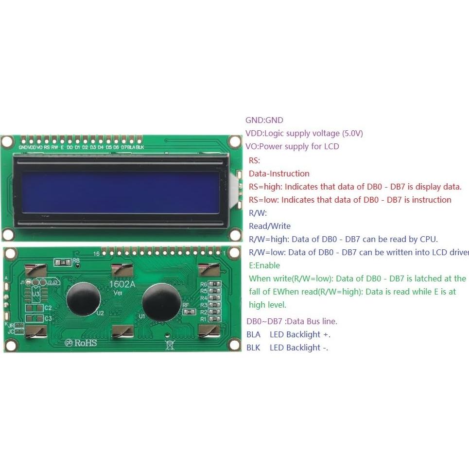 Módulo LCD 16x2 con Luz de Fondo Azul GODIYMODULES - 2 Pcs