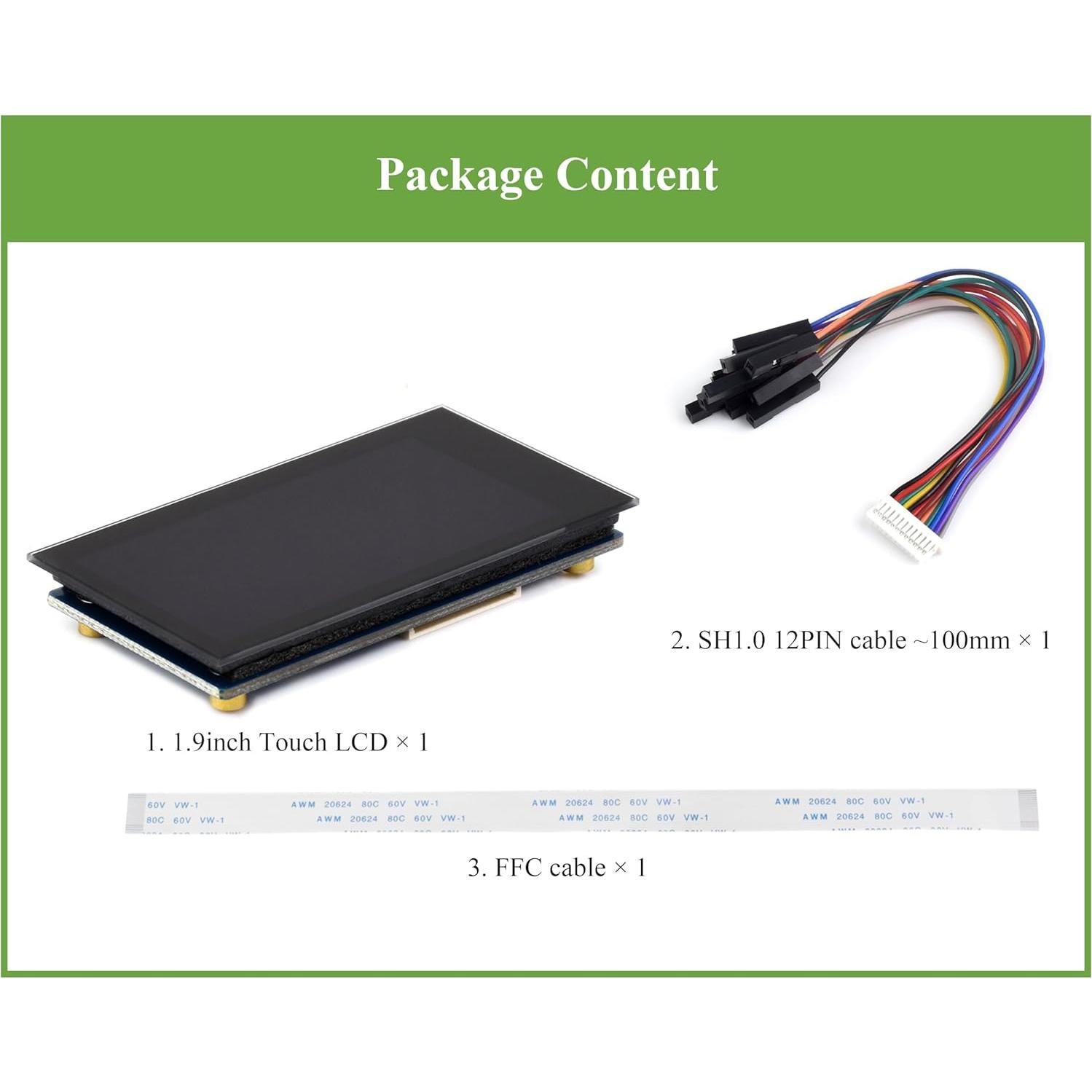 Módulo Pantalla LCD Táctil 1.9" Wonrabai 172x320 IPS