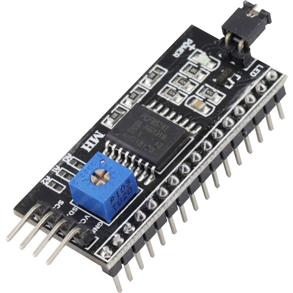 2 Módulos LCD 1602 Azul + 2 Interfaz I2C 8P Macho/Hembra