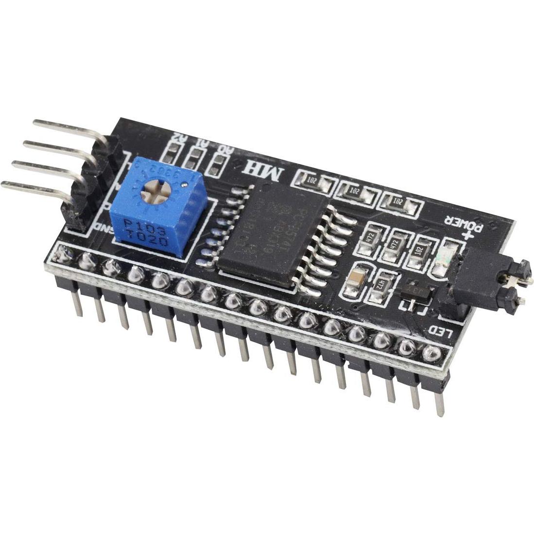 2 Módulos LCD 1602 Azul + 2 Interfaz I2C 8P Macho/Hembra