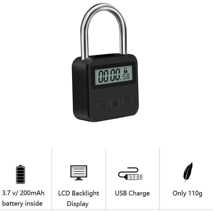 Candado Electrónico Metálico Enajucy con Pantalla LCD Negro