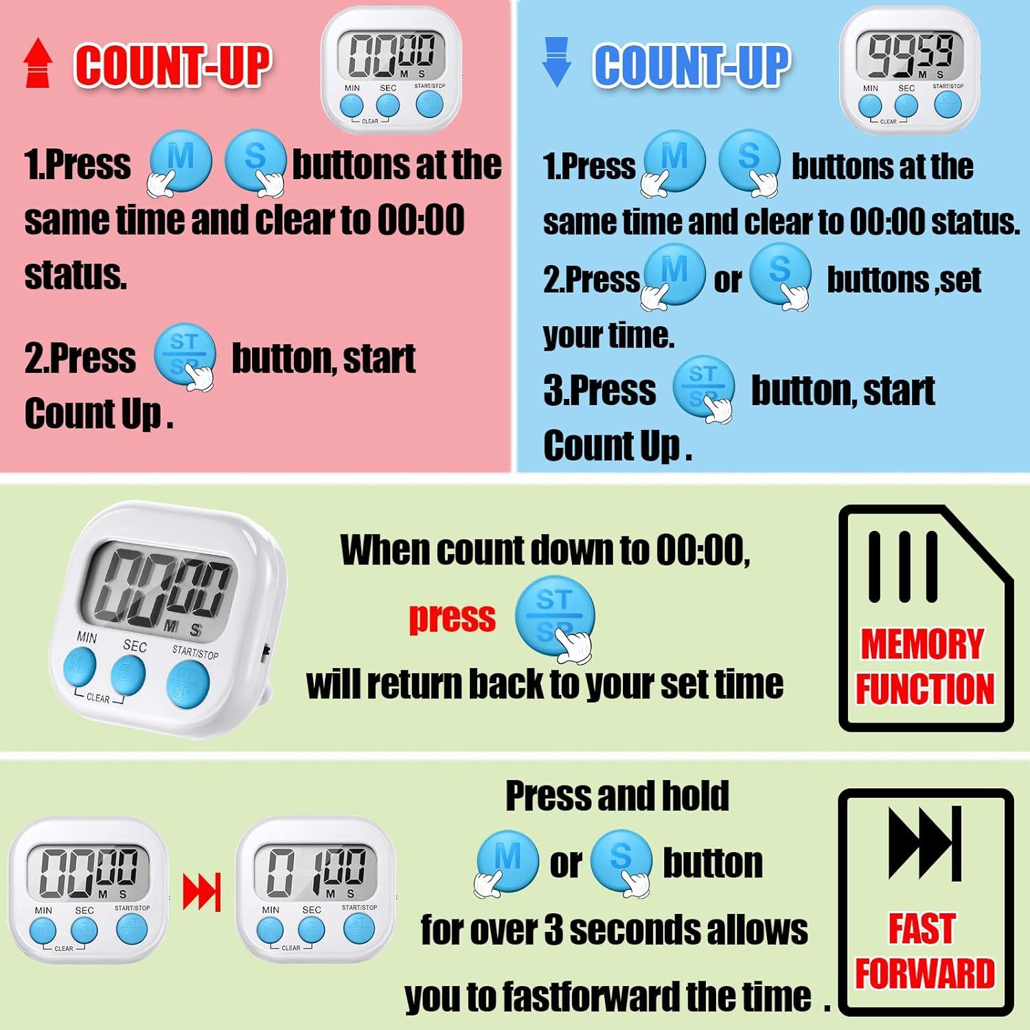 Temporizador Digital de Cocina Macarrie 48 Pcs LCD Magnético