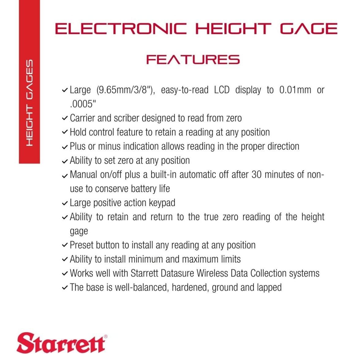 Gage de Altura Digital Starrett 3754-12/300 - Rango 0-30.48 cm