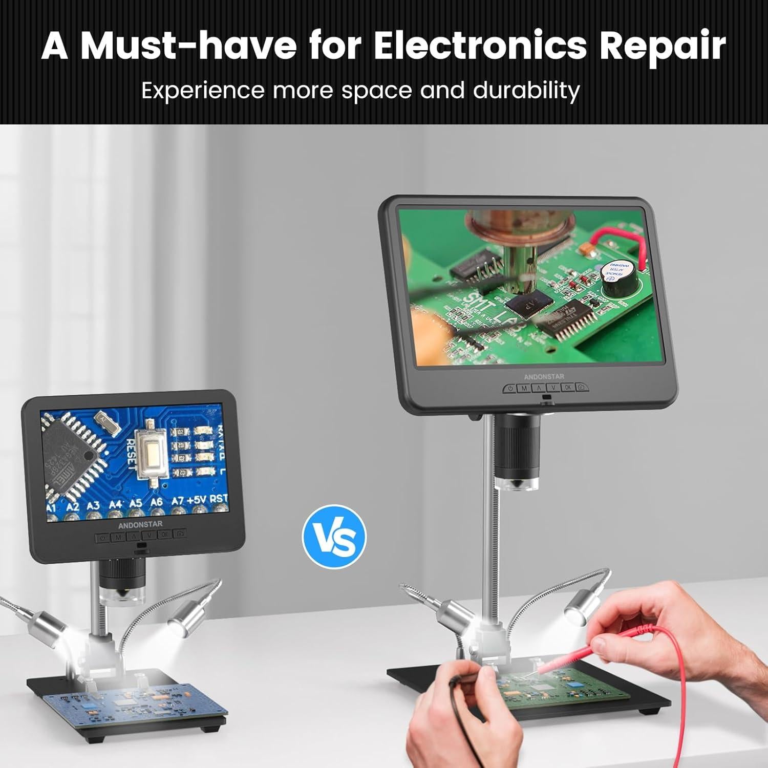 Microscopio Digital Andonstar AD210 10.1" con Luz LED y Kit