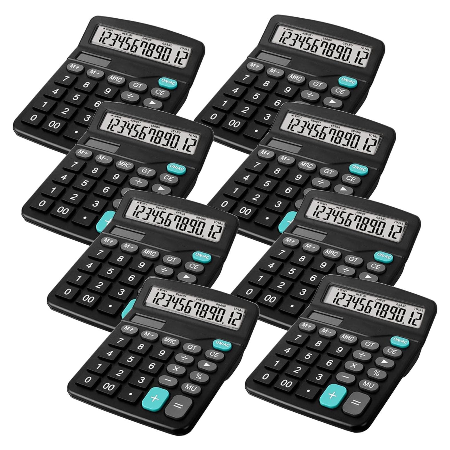Paquete de 8 Calculadoras de Oficina Bulexy KK-OS2 12 Dígitos