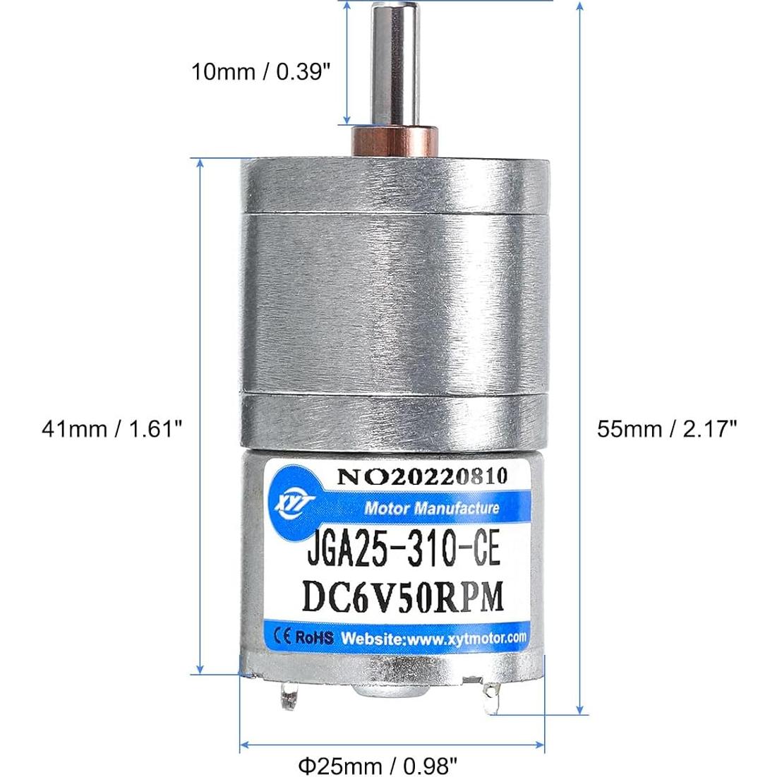 Motor con Engranaje DC MECCANIXITY JGA25-310 6V 50RPM