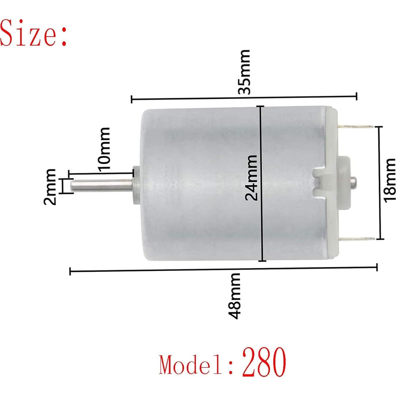 Motor DC Mini 280 BYDGUMEI 3-12V 1500-11000RPM - 3 Pcs