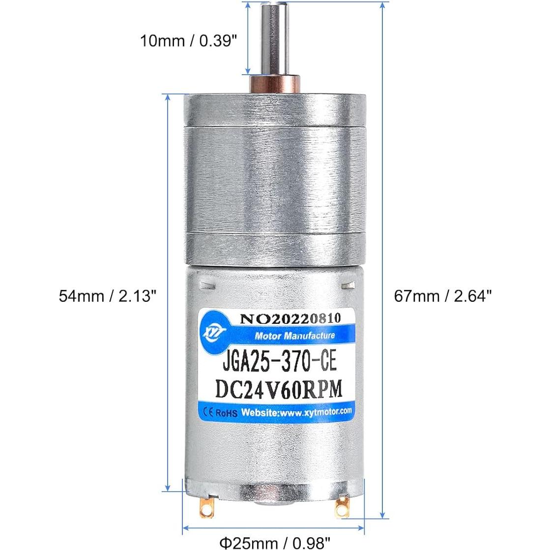 Motor Engranado DC 24V 60RPM MECCANIXITY JGA25-370