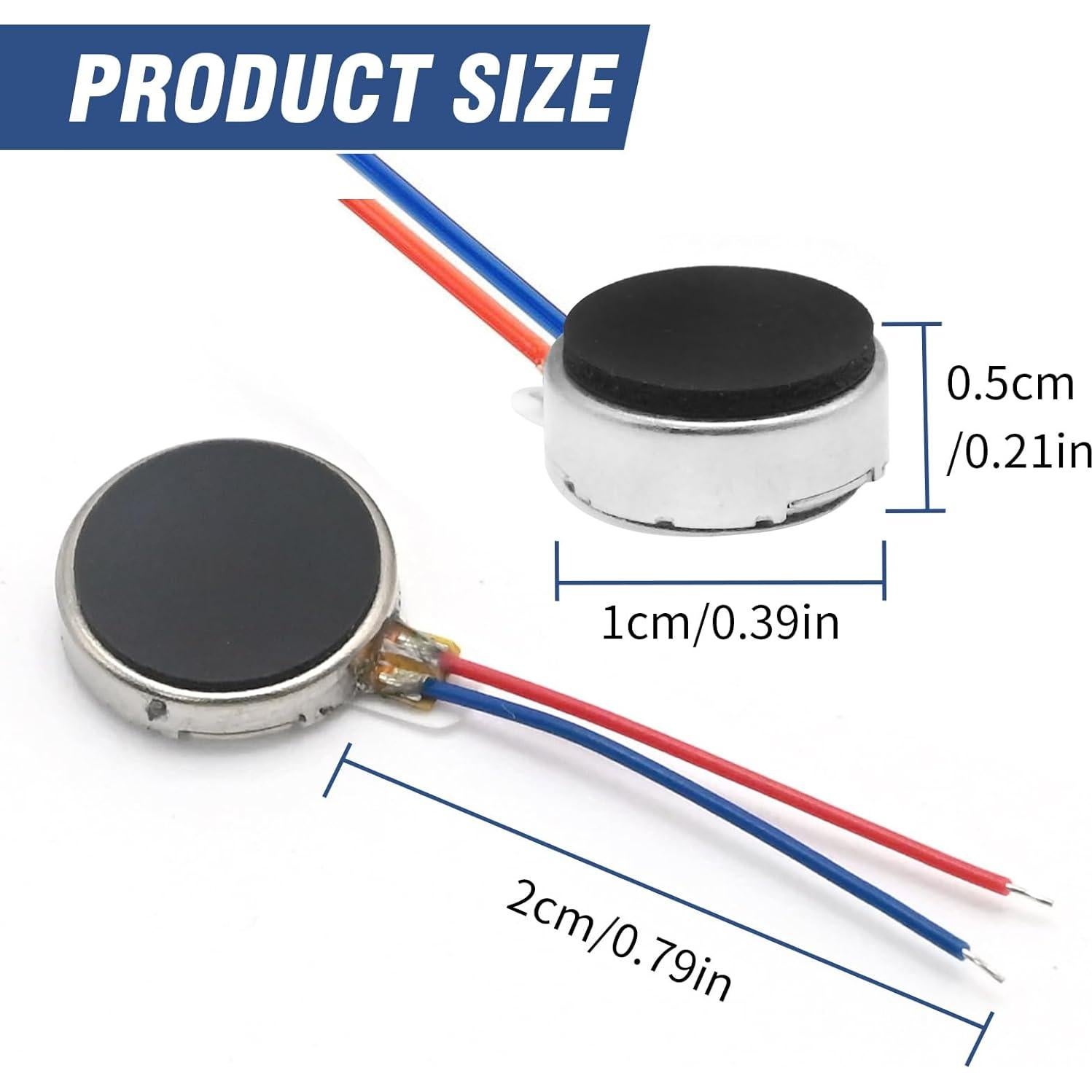 20 Motores de Vibración Micro DC 10mm 3V 12000RPM Vkinman