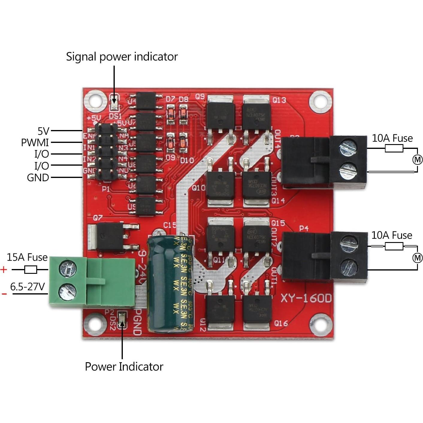 Controlador de Motor DC DROK L298 160W 6.5V-27V 7A PWM