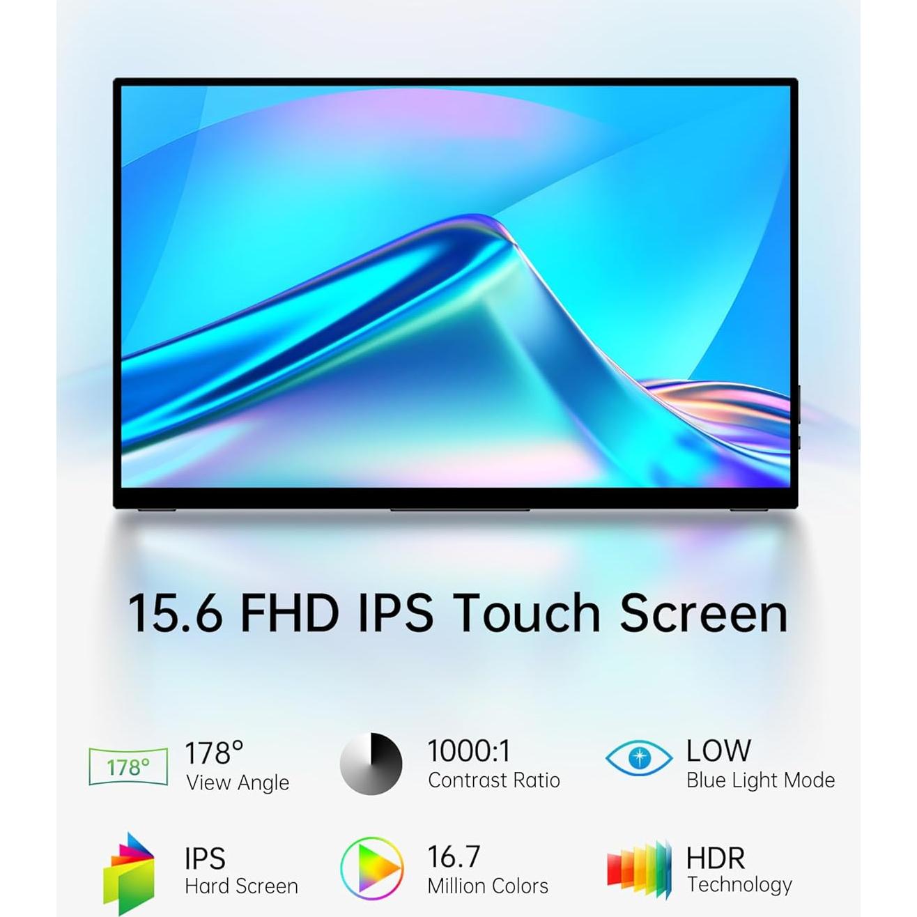 Monitor Portátil CAPERAVE 15.6" FHD Táctil HDMI USB-C