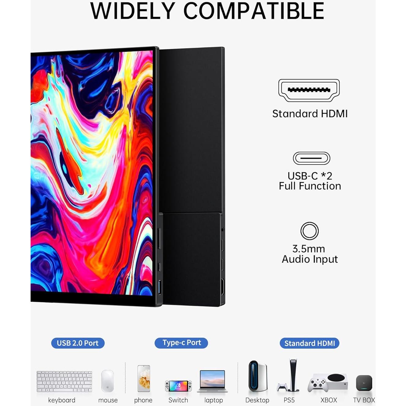 Monitor Portátil CAPERAVE 15.6" FHD Táctil HDMI USB-C